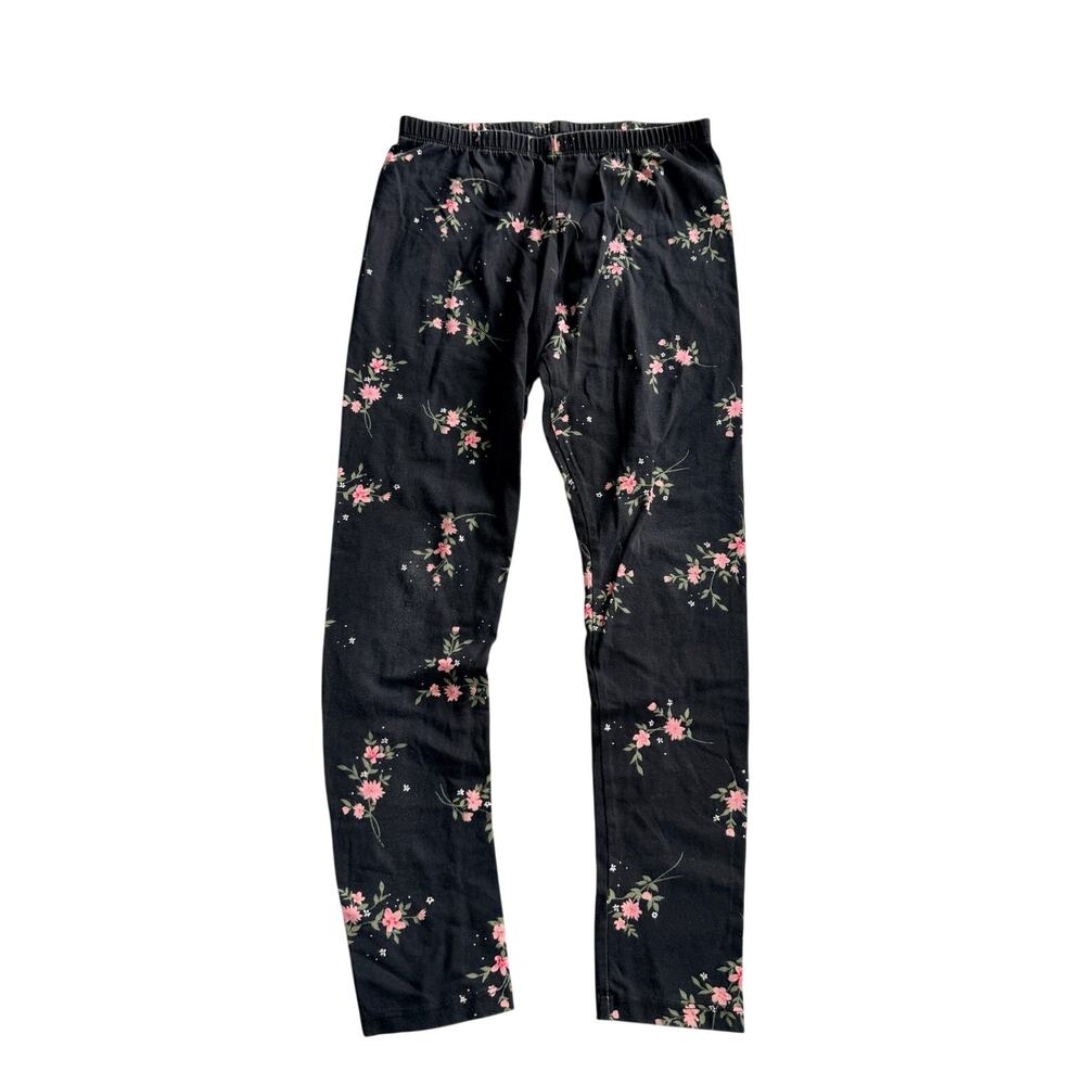 Children's Place Black Leggings Pink Floral Print